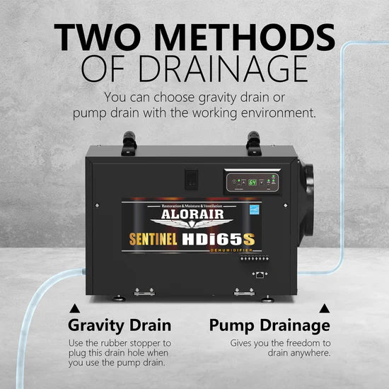 AlorAir 120 PPD Crawl Space Dehumidifiers with Pump and Drain Hose | Sentinel HDi65S (Black) | Size for 1300 sq.ft
