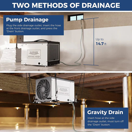 AlorAir 70 PPD Crawl Space Dehumidifier with Pump and Drain Hose | Sentinel HD35P | Size for 1000 sq.ft