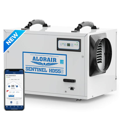 AlorAir® App Controlled Dehumidifier Removal 120PPD (Saturation), 55 Pint Dehumidifier for Basement, Crawl Space, 5 Years Warranty