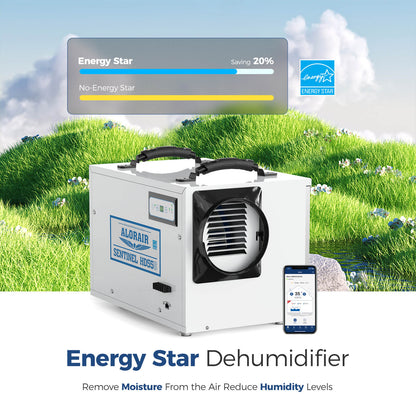 AlorAir® App Controlled Dehumidifier Removal 120PPD (Saturation), 55 Pint Dehumidifier for Basement, Crawl Space, 5 Years Warranty